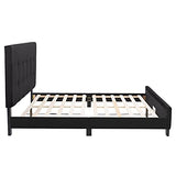 Ellery Black Engineered Wood and Fabric Tufted Queen Bed