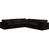 634Black-Sec5C Cozy Collection Contemporary Fiber Filled Comfort Overstuffed Velvet