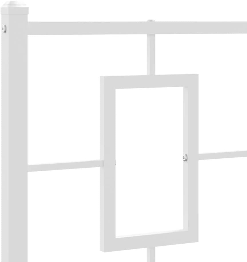 Strawberry Fairy Elegant White Metal Bed Frame for Timeless Comfort, Sturdy Steel Construction, Includes Headboard, 39.4" x 78.7"