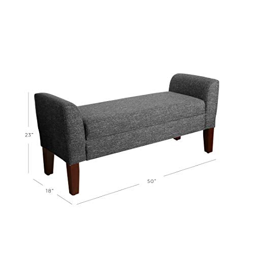 Tara Upholstered Storage Settee Bench with Hinged Lid, Dark Grey