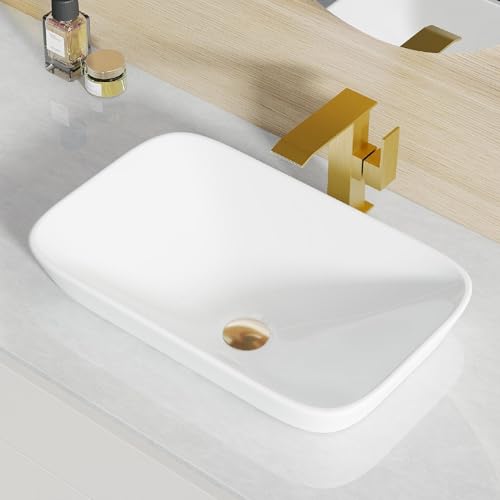 Vessel Sink, Eridanus 21" x 13" Semi-Recessed Bathroom Sink Rectangular