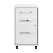 Hustle 3 Drawer Rolling File Cabinet in White, Mobile Document Storage