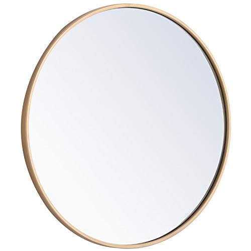 24" Round Contemporary Metal Frame Mirror in Brass