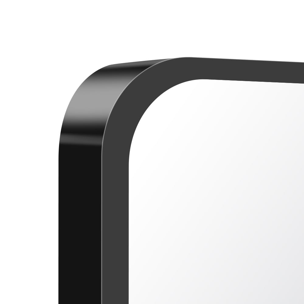 30x40 Black Metal Frame Bathroom Mirror - Large Rectangular Wall Mount
