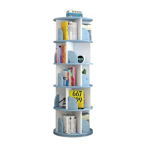 Rotating Bookshelf 360 Display 5 Tier Floor Revolving Bookcase Storage Rack