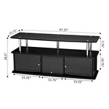 Designs2Go 50 inch TV Stand with 3 Storage Cabinets and Shelf, Black