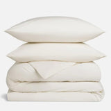 Luxury Sateen Duvet Cover - 100% Cotton, Full/Queen Size in White with Extra-Long