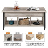 Gray Coffee Table, 47.5in Lift Top Coffee Table with Storage Hidden Compartment