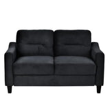 Sectional Sofa 3Pieces, Living Room Furniture Sets, Modern Style Include 7-Seater Loveseat/Armchair, Velvet Button Tufted Sofas&Couches for Bedroom, Office, Black-h615