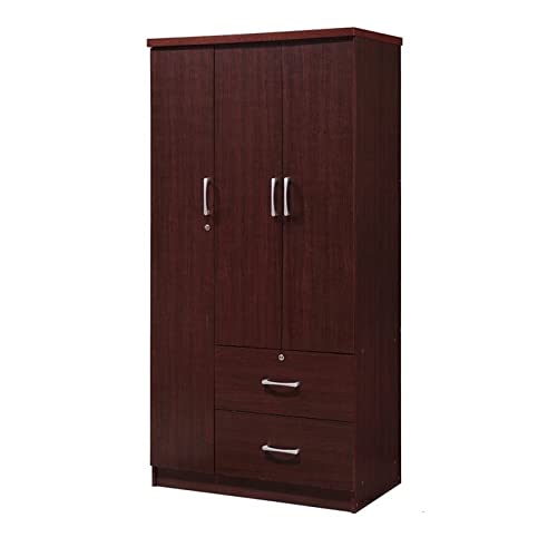 Pemberly Row 3 Door Armoire with 2 Drawer in Mahogany