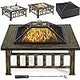 Multifunctional Table 32in Square Firepit Stove Backyard Garden Fireplace