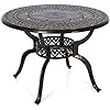 35.4" Round Patio Dinning Table, Outdoor Cast Aluminum Dinning Table