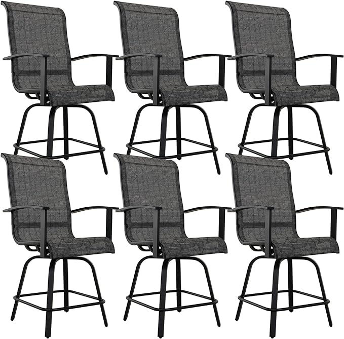 Counter Height Outdoor Swivel Bar Stools Set of 2, All-Weather Steel Frame