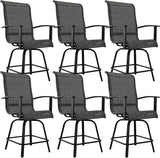 Counter Height Outdoor Swivel Bar Stools Set of 2, All-Weather Steel Frame