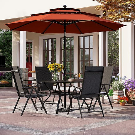 Patio Umbrella, 59"x35.4" Rectangle Metal Dining Table