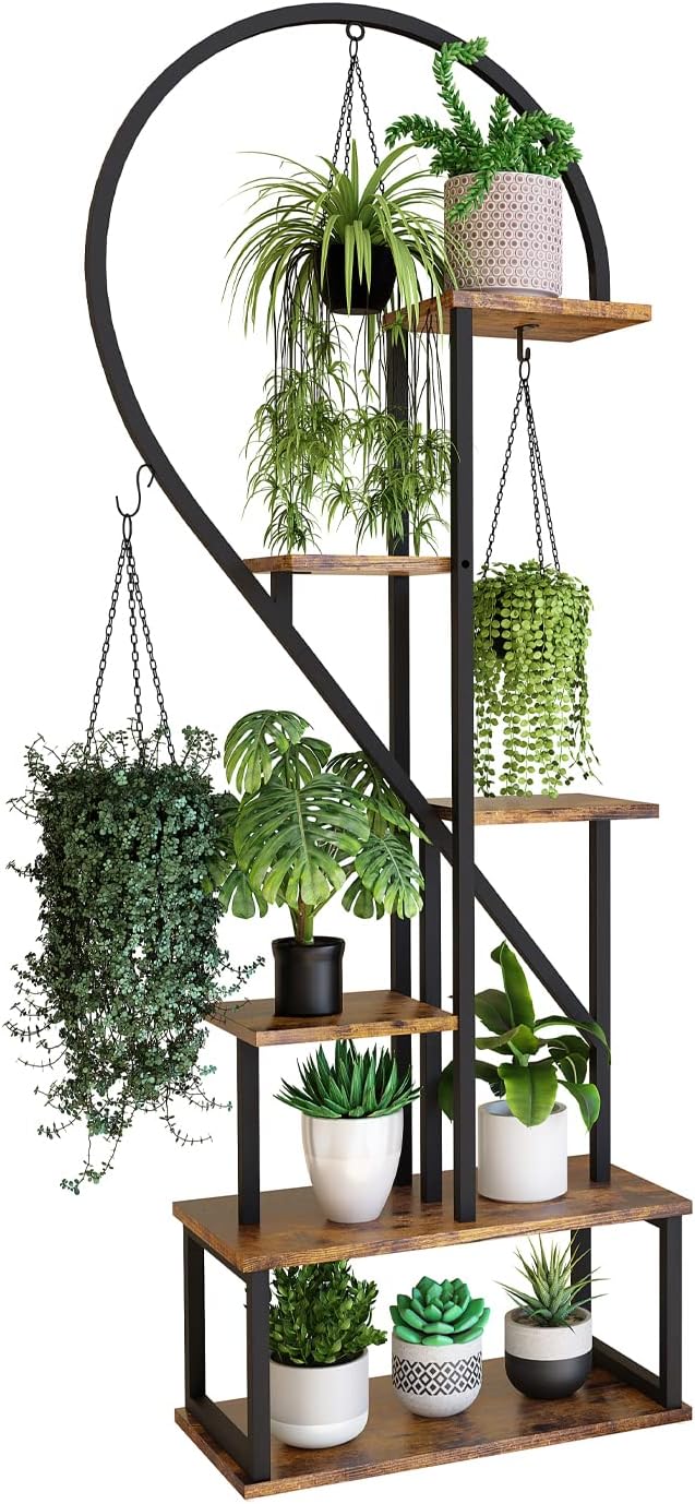 6 Tier Metal Plant Stand, Creative Half Heart Shape Ladder Plant Stands