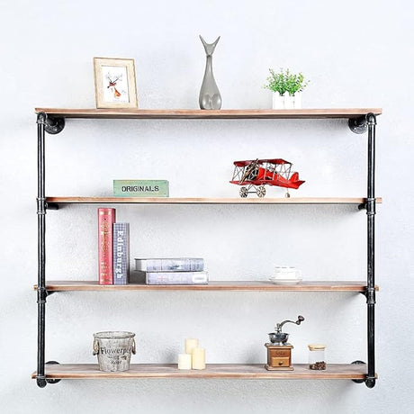 Floating Shelves for Wall Industrial Pipe Shelving, Pipe Shelves with Wood Shelf