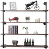 Industrial Pipe Shelving Wall Mounted,Rustic Metal Floating Shelves,Real Wood Book