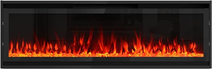 Electric Fireplace 60" Upgrade Fireplace Heater Recessed & Wall Mounted