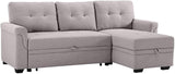 86" Reversible Sleeper Sofa with Chaise Storage Sectional, Light Gray