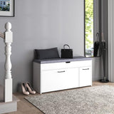 Seat Cushion, Shoe Bench with Hidden Storage Space and Flip-up Drawer for Hallway