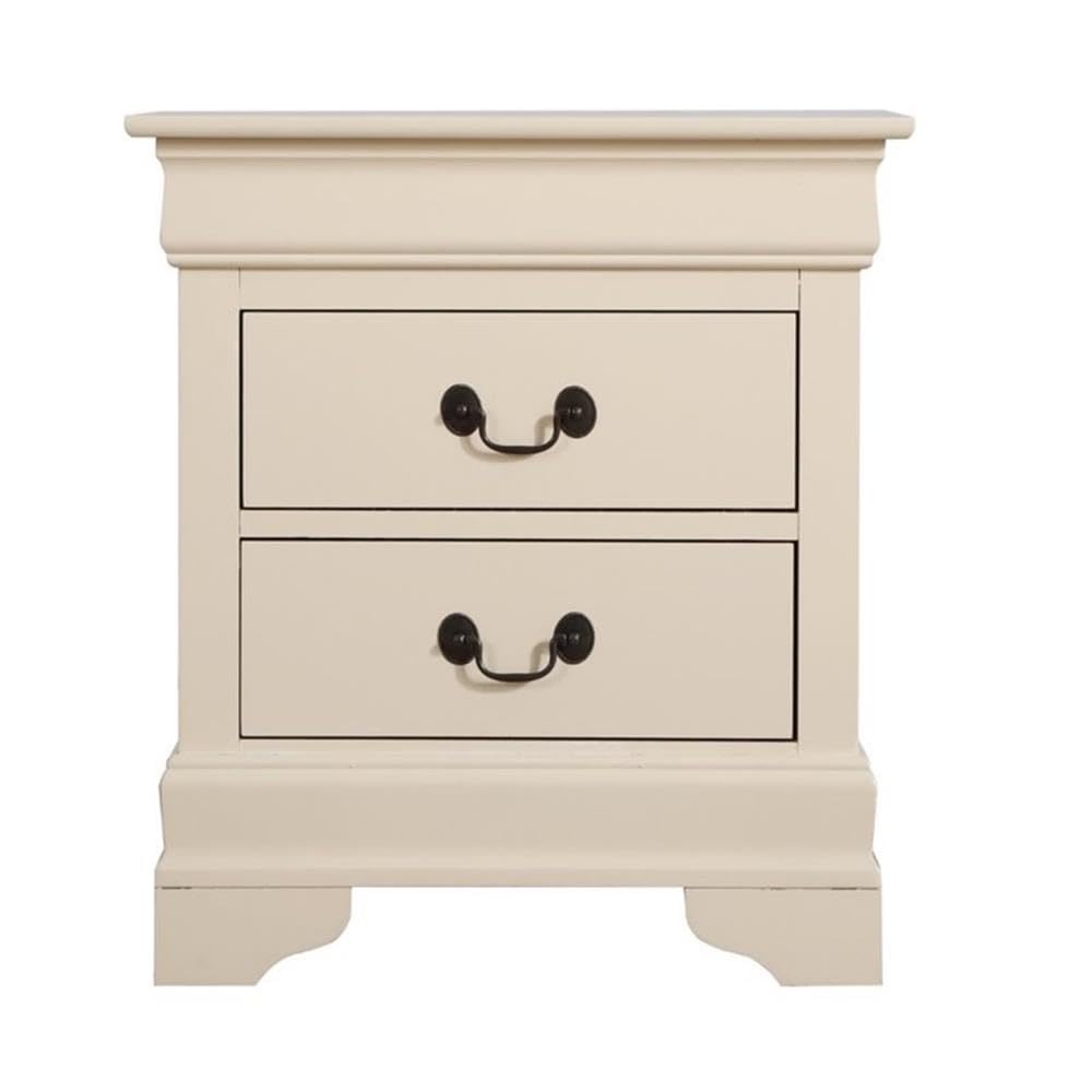 Louis Phillipe 2 Drawer Nightstand in Beige