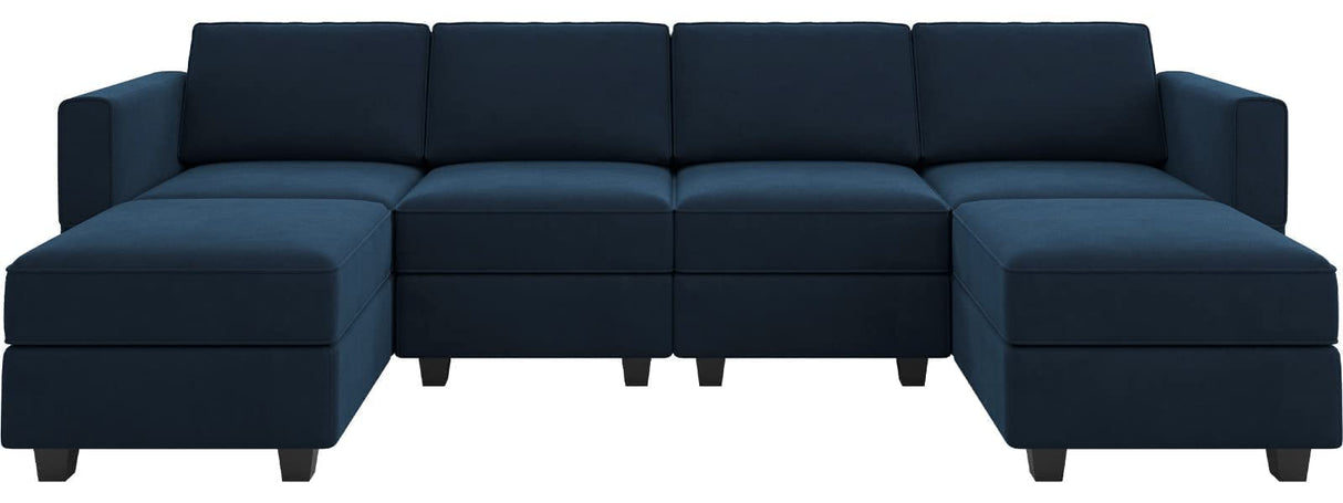 Modular Sectional Sofa U Shaped Velvet Couch with Reversible Chaise Oversized Couch