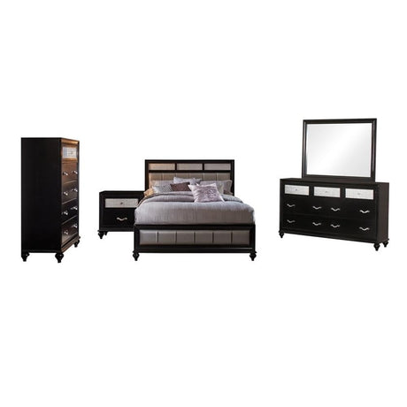 Row Contemporary 5-Piece Queen Wood Bedroom Set Black and Gray