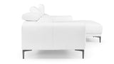 Rousso Leather Sofa with Ratcheting Headrests - Right Chaise - White