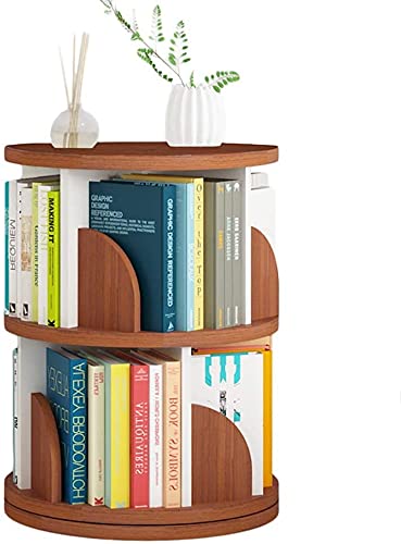 Bookshelf 2-Tier Rotating, Small Desktop Storage Rack/Books Display Stand for Kids