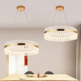 Clear Crystal LED Ceiling Chandelier Fixture Modern Golden Crystal Prism Pendant