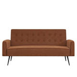 Stevie 69 Inch Futon Sofa Bed in Velvet Fabric, Upholstered Couch Sleeper for Small Spaces