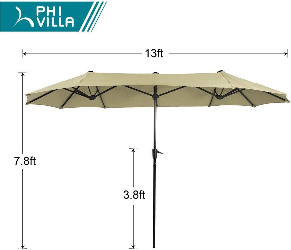 Patio Umbrella, 59"x35.4" Rectangle Metal Dining Table