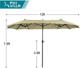 Patio Umbrella, 59"x35.4" Rectangle Metal Dining Table