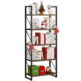 5-Tier Bookshelf, Freestanding Book Shelf, Industrial Minimalist Open Display Storage