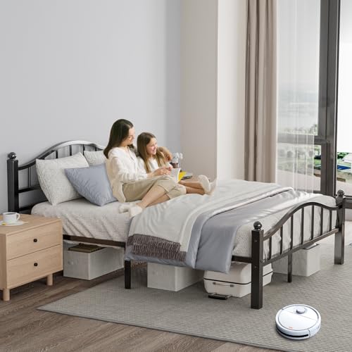 Queen Bed Frame with Headboard - Heavy Duty Metal Platform with Storage