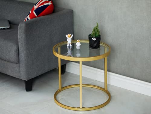Round Nesting Coffee Table Gold Set of 2 for Living Room, Modern Side Tables