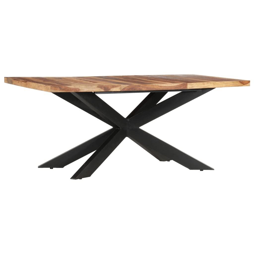 IronRoot Sheesham Wood Industrial Dining Table with Black X-Frame Base