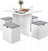 5-Piece Dining Table Set with 4 Stools - Space-Saving Kitchen Table
