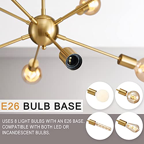 8-Light Sputnik Chandelier – Height Adjustable – Contemporary Modern Sputnik