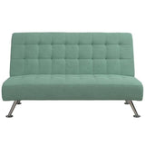 Kids Tufted Futon, Convertible Sleeper Sofa in Teal and Chrome