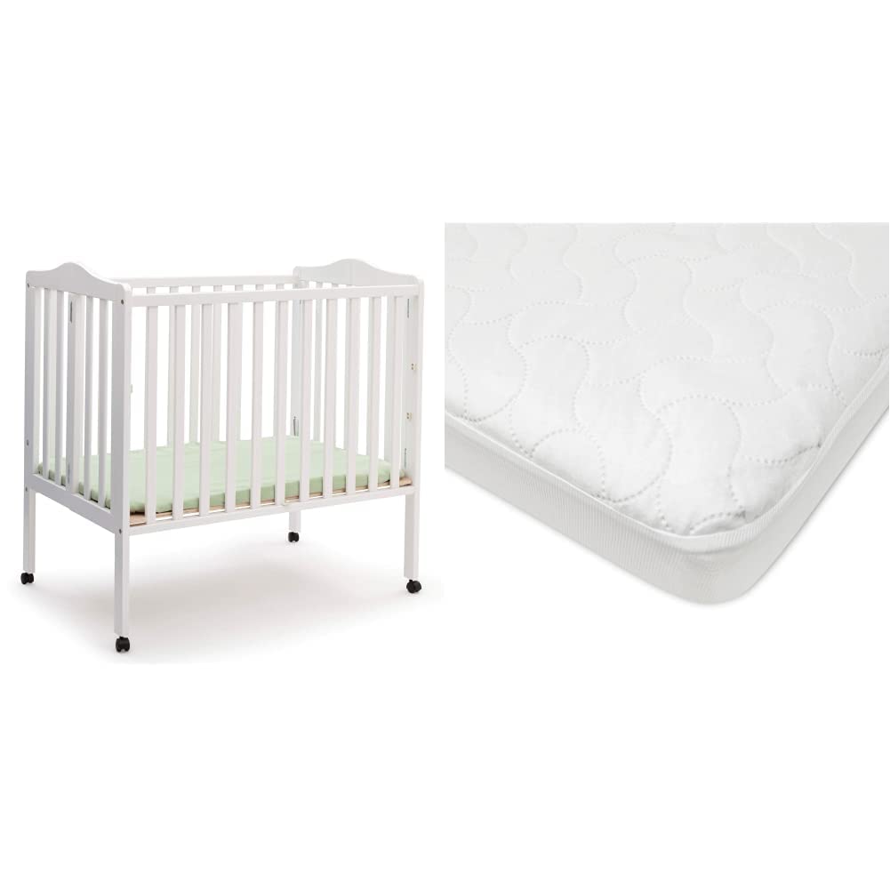 Folding Portable Mini Baby Crib with Mattress + American Baby Waterproof Mini Crib