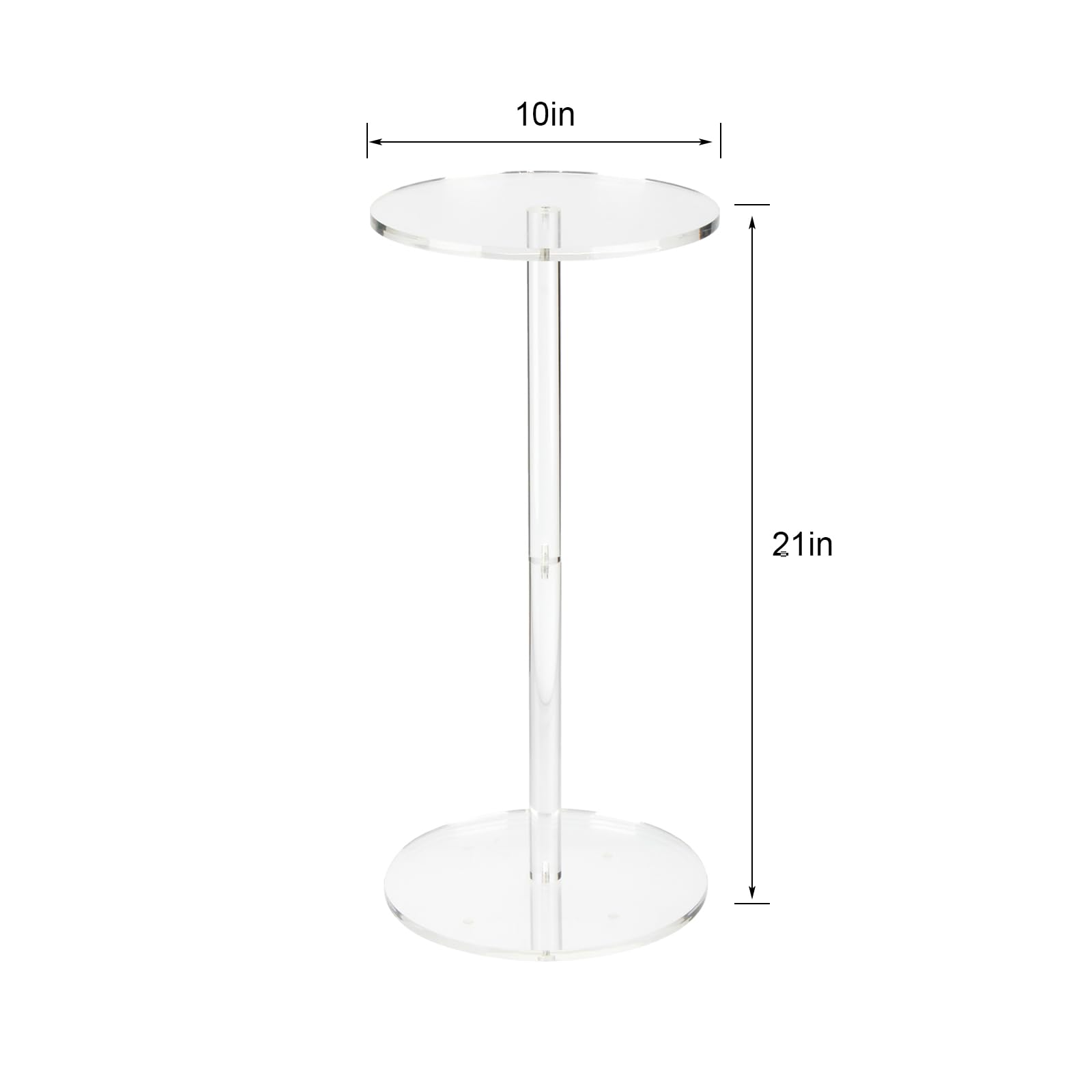 Acrylic Drink End Table, Clear Drink Table for Small Spaces with Anti-Slip Pads