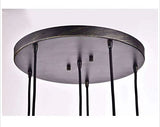 Jojospring Mariana Antique Black Cognac Glass 6-Light Cluster Pendant Chandelier with Round Base