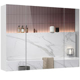 Medicine Cabinets Bathroom Mirror Cabinet with 3 Door 31.5 x 23.6 Inch Bathroom Wall