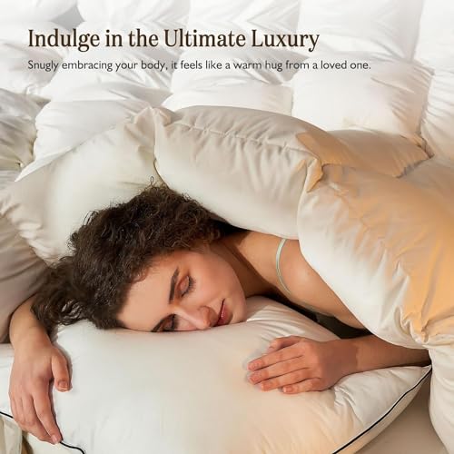 Heavyweight Organic Down Feather Fibers Comforter Oversized King for Winter