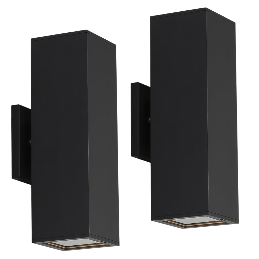 Cerdeco Aluminum Modern Outdoor Wall Light, Exterior Up Down Light Fixtures Matte Black [UL Listed] (2 Pack)