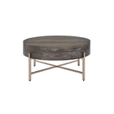 Weyton 1-Drawer Round Wooden Top Coffee Table in Light Brown and Champagne
