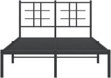 Metal Bed Frame with Headboard, Double Bed Bedroom Furniture