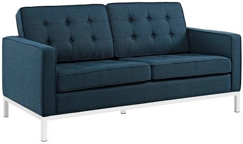 Loft Upholstered Fabric Mid-Century Modern Loveseat In Teal